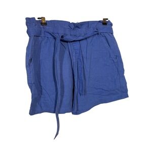 ANA Paper Bag Waist Shorts Belted Casual Summer Blue‎ Shorts Size L